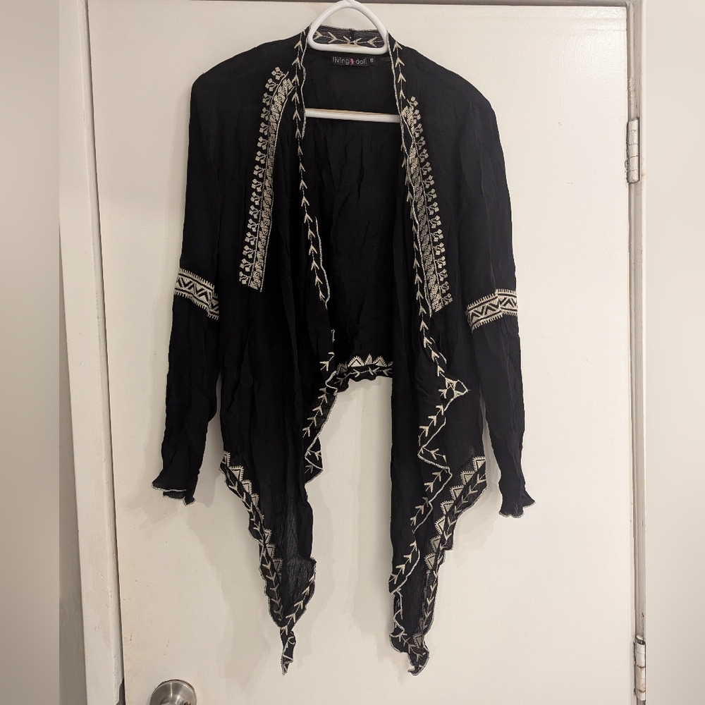 Living Doll Black and White Patterned Cardigan